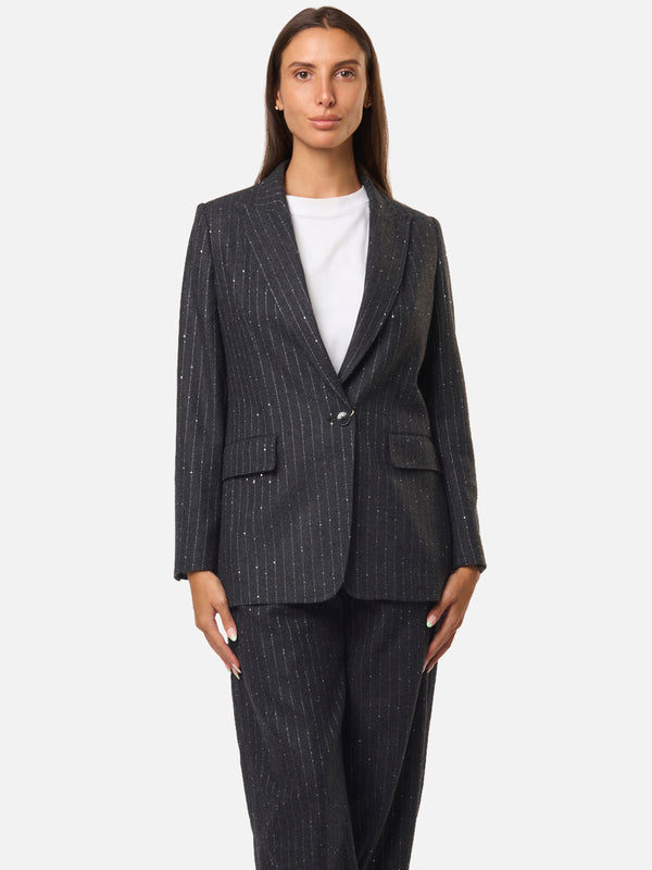 HERNO Blazer monopetto gessato